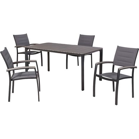 Pisa Set 5tlg Alu/Kunststoff Tisch 160 x 90 cm