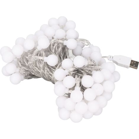 Guirlande Lumineuse LED Étanche 10m - 80 Boules Lumineuses Blanc Chaud - Alimentation USB pour Chambre, Mariage, Fête (1/5)