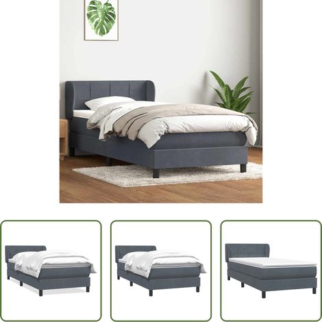 vidaXL Samt - Boxspringbett mit Matratze Dunkelgrau 80x210 cm Samt (1/5)