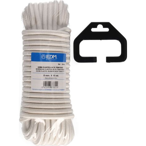 Strang, 15 m, hochfester elastischer Gummi, weiß, Stärke 8 mm  EDM 87855 (1/2)