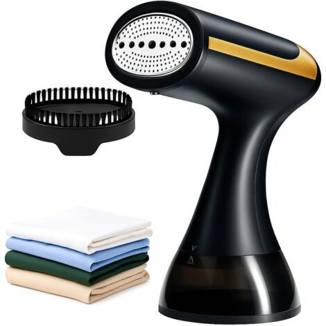 QORVA-Fer à vapeur portable 1500 W – Vertical, réservoir de 350 ml, chauffe en 20 secondes – Repassage à la vapeur pour vêtements, rideaux, tissus et voyage, noir