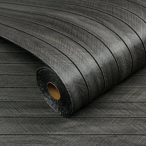 Épais Papier Peint Adhesif Mural Bois Noir Papier Peint Autocollant Mural Chambre Salon Effet Tasseaux De Bois Foncé 3D Reve[BI106] (1/5)
