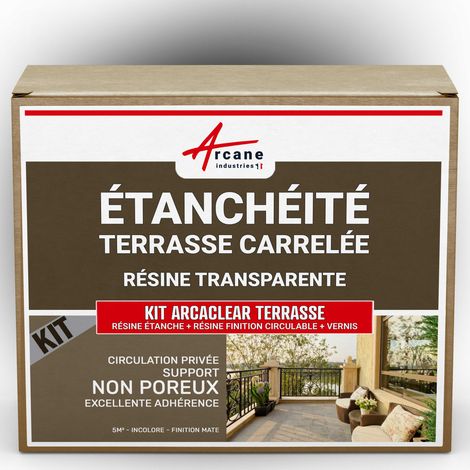 Étanchéité transparente, terrasse, carrelée, résine, produit translucide, carrelage, balcon - 5 m², circulation privée, support non poreux Finition Mate - ARCANE INDUSTRIES (1/5)