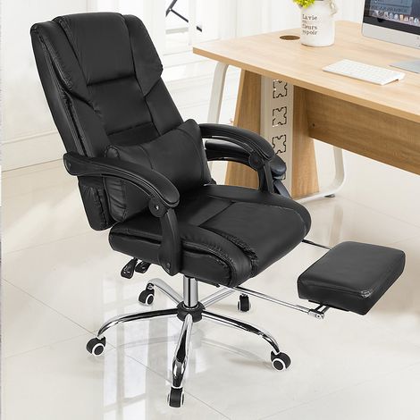 Silla de oficina para juegos de carreras, silla de oficina con reposapiés, silla ergonómica para computadora, Negro (1/5)