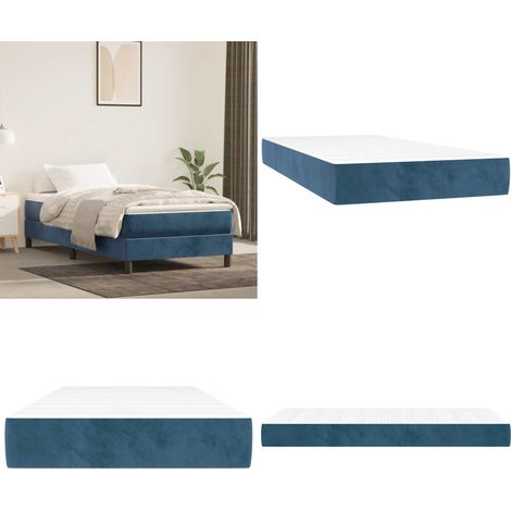 Materasso a Molle Insacchettate Rigidità Media Blu Scuro 80x220x20 cm in Velluto - Materasso in velluto - Materasso morbido