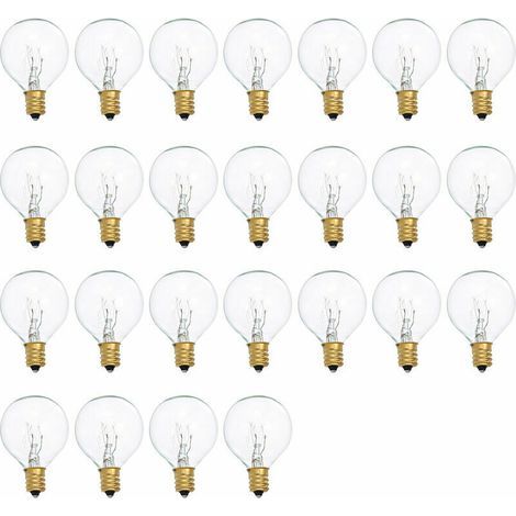 G40 Ampoules Remplacement G40 Ampoule De Tungstene Lampe 7W 220-240V Ampoule Globe Clair E12 Ampoules De Base, 25 Pack, Blanc Froid