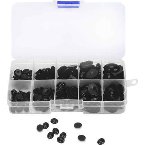 180Pcs Plastic Eyes Noses Oval Flat Doll Teddy Bear Stuffed Animals DIY Making Toys AccessoriesBlack (1/5)