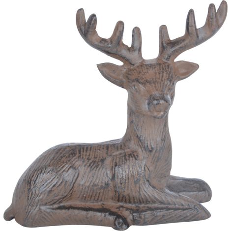 Cerf couché en fonte - Marron - L 16,4 x H 14,9 cm - Livraison gratuite (1/2)