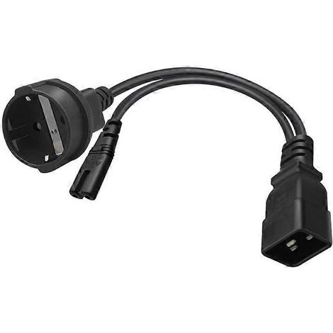 1 câble adaptateur répartiteur IEC C20 mâle vers C7 + EU4,8 mm femelle C20 (1/5)