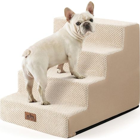 1 Escalier Pour Chien 4 Marches Mousse Haute Densité Base Antidérapante Housse Lavable Lit Canapé