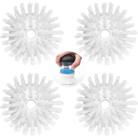 4 Recharges de Brosse pour Brosse à Vaisselle Recharge B, Tête de Brosse de Rechange Tête de Brosse à Vaisselle de Rechange(Blanc Rond) (1/5)