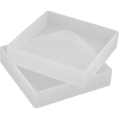 Set di 2 stampi quadrati in silicone per sottobicchieri, stampo in silicone e resina per progetti fai da te, 10,70 x 10,70 x 2,20 cm, facile da sformare, decorazione per la casa. (1/5)