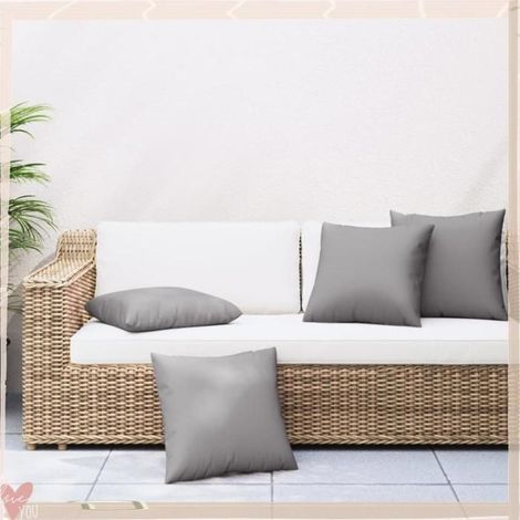 360360 Coussins de canapé lot de 4 gris 40x40 cm tissu (1/5)