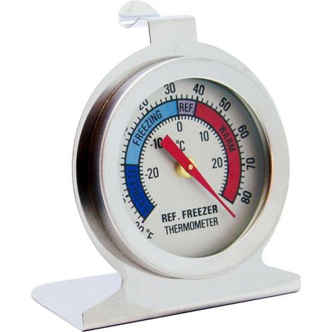 Thermomètre pour réfrigérateur/congélateur - Thermomètre - double échelle - avec crochet - thermomètre de cuisine - Argent - acier inoxydable 430 / verre argenté (1/5)