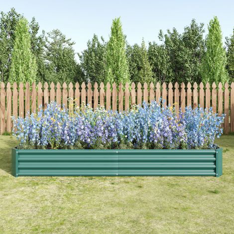 Aiuola rialzata in metallo, aiuole rialzate per il giardino realizzate in robusta lamiera d'acciaio con design stabile, protezione antiruggine e lunga durata, kit per aiuola rialzata senza base, ideal (1/5)