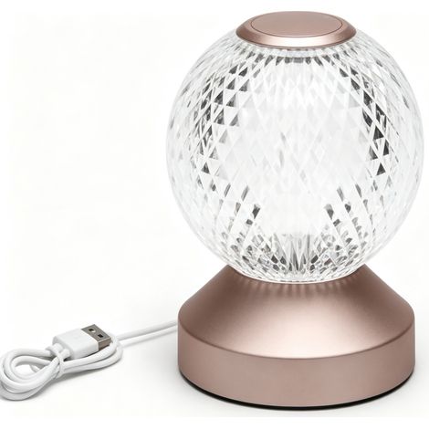 Lampe Decorative avec Boule en Cristal et Base Rose Or – Réglable 2700-6500K, pour Décoration, Lumière Scintillante et Romantique pour Intérieur Privilégié (1/3)