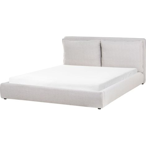 Letto matrimoniale bouclè grigio chiaro con testiera imbottita 180 x 200 cm Bajonna