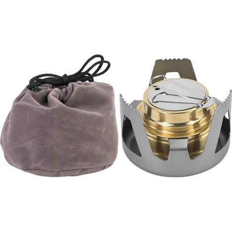 Alkoholkocher, Outdoor-Alkoholbrenner, Campingkocher mit Herddeckel, tragbares, winddichtes Kochfeld, ultraleichter Mini-Kochherd für Outdoor-Camping (grau)
