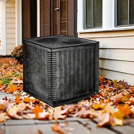 (Noir, 70x70x80cm) Housse de climatiseur extérieur en maille anti-encrassement toutes saisons, housse de protection pour unité de climatiseur - empêche l'accumulation de débris. (1/4)