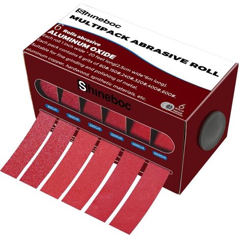 Sandpaper Rolls, 2.5 cm x 6 m, Sandpaper with Dispenser, Grit 80/150/240/320/400/600, 6 Rolls for Sanding Wood, Metal (1/5)