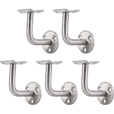 Lot de 5 supports de rampe muraux en acier inoxydable pour balustrade et garde-corps d'escalier (1/5)