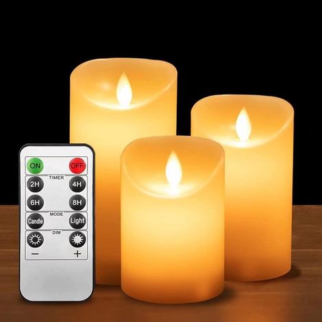 LED-Kerzen LED-Kegel mit täuschend echt wirkenden wackelnden Flammen 3er-Set 10 cm 12 5 cm 15 cm Halloween-Dekoration Ästhetische Raumdekoration (1/2)