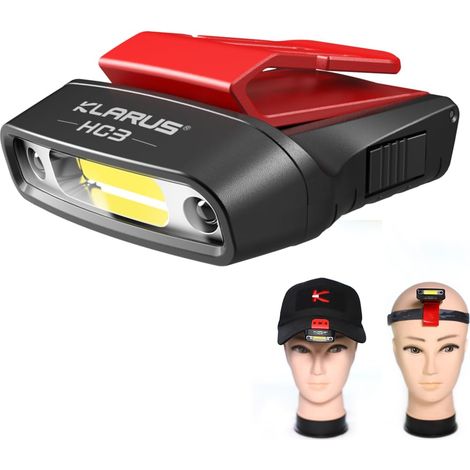HC3 Clip Rechargeable LED phare rotatif casquette à bille visière lumière mains libres avec lumière rouge pour la pêche en cours d'exécution Camping lecture travail