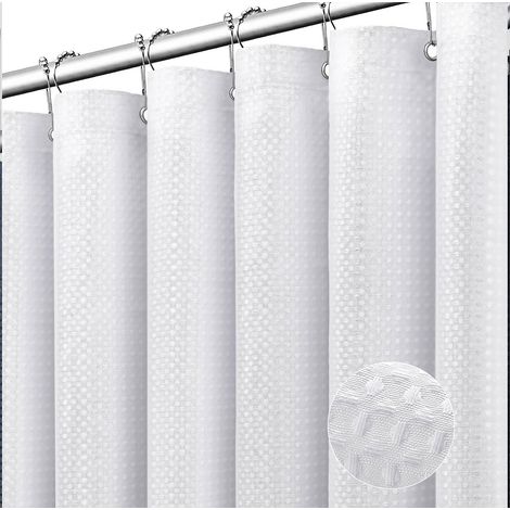 Waschbarer Duschvorhang Wasserdichter Stoff 151x182cm mit 8 Haken Weißer Anti-Schimmel-Badvorhang Polyestertextil (1/4)
