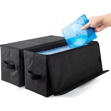 CD storage box sleeve - 36x16x14cm, black (black, CD box - 2 pack) (1/5)