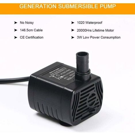 Pompe À Eau Submersible - 200 L/h - 3 W - USB - Pour Aquarium Et Fontaine - 1 Pièce (1/4)