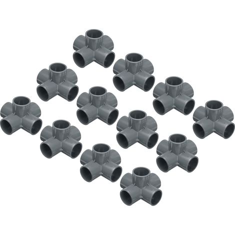 Lot de 12 Raccords coudés PVC 32mm, Connecteur 5 voies gris pour conduit électrique et irrigation