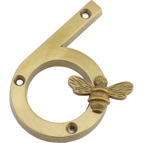 Hausnummernschild „Biene“ aus moderner Legierung, Außenadresse für Briefkasten und Garten, Gold, 6 (1/5)