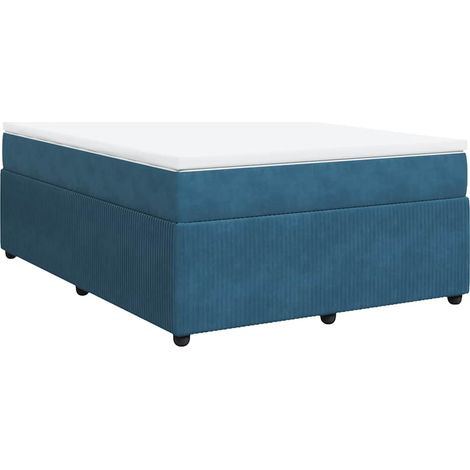 vidaXL Giroletto a Molle con Materasso Blu Scuro 140x200 cm in Velluto (1/5)