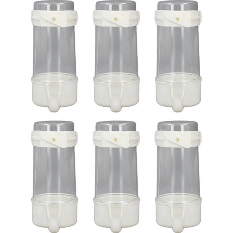 Vogelkäfig-Wasserspender, 6er-Set, professionell, automatisch, auslaufsicher, zum Aufhängen. Ideal für Vögel wie Papageien, Wellensittiche, Nymphensittiche und Unzertrennliche. Fassungsvermögen: 200 m (1/5)