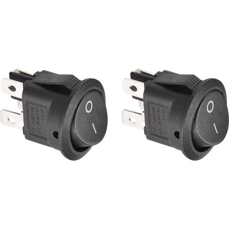 Interrupteur Bascule 4 Broche 2 Position x 2PCS 125V Rond pour Voiture Auto Bateau Ménage Électroménagers, [Noir] (1/5)