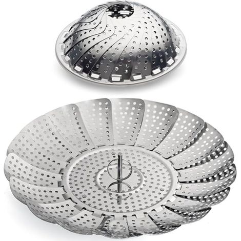 AMXCNOY Edelstahl-Dampfgarkorb, 23 cm Edelstahl-Dampfgarkorb für Schnellkochtöpfe, Korb zum Kochen im (1/4)
