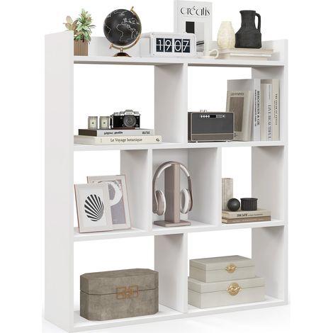 GOPLUS Bibliothèque Ouverte 80x20x90CM - GOPLUS - Etagère Cube 3 Niveaux 7 Casiers Blanc (1/5)