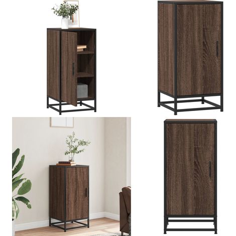 vidaXL Buffet chêne marron 35,5x35x76 cm bois d'ingénierie et métal (1/5)