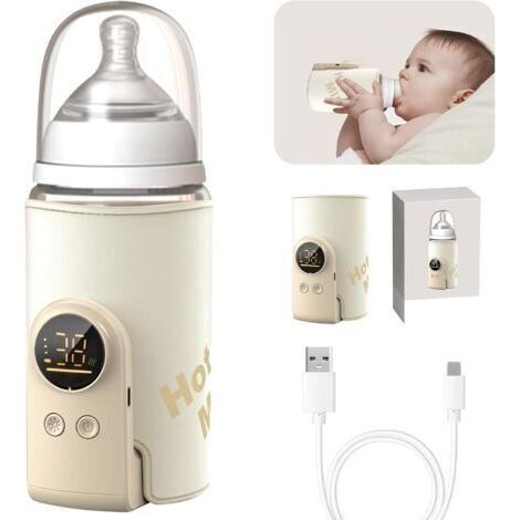 Chauffe-biberon portable pour bébé, avec écran LED, chauffage rapide et chaud 48 h, 6 températures réglables, chauffe-biberon USB, pour la maison et les voyages (1/5)