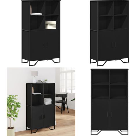 vidaXL Buffet haut noir 79,5x35,5x137,5 cm bois d'ingénierie (1/5)