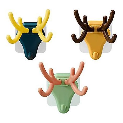 les Crochets Tte De Cerf (3 Pices) Conviennent Aux Crochets Adhsifs, Aux Crochets En Bois De Cerf, Aux Crochets Cratifs De Dcoration Murale De Bi (1/5)