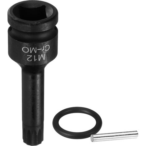 Douille Hexagonale À Choc, Douille Triple Carrée M12 À Embase 1/2" 12mm 12-Points Acier CR-MO Avec Goupille Joint Torique Pour Adaptateur Perceuse (1/5)