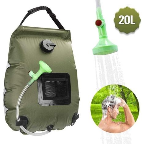 Douch Solaire Portable 20L Sac Eau Chauffe Eau Camping Douche Exterieur Piscine Jardin Pliable (1/4)