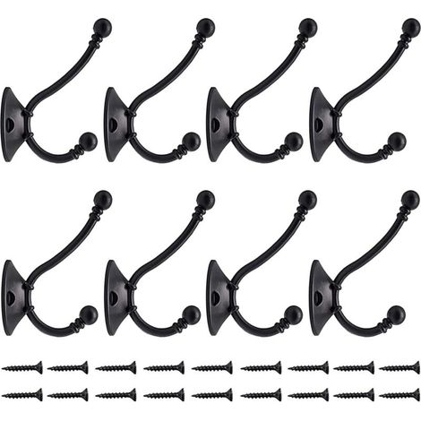 8-Piece Larger Vintage Wall-Mounted Coat Hooks, Metal Hat Hooks, Retro Coat Rack for Bathroom and Kitchen