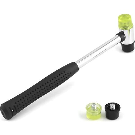 maillet caoutchouc, 25 mm Nylon Petit Marteau avec 2 têtes de rechange, avec poignée en caoutchouc antidérapante pour bijoux, outils de bricolage, artisanat du cuir