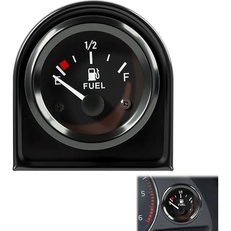 Jauge de Niveau de Carburant 52 mm, 2" Indicateur Universel avec Rétroéclairage LED, Jauge Carburant pour Voiture, RV, Yacht, Bateau et Moto pour Suivre le Niveau du Réservoir de Carburant (1/5)