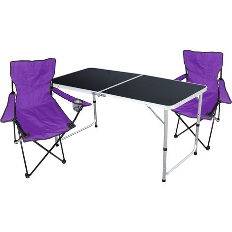 3-teiliges Campingmöbel Set schwarz - Lila-MMC330872B+2xMPO2467 (1/4)