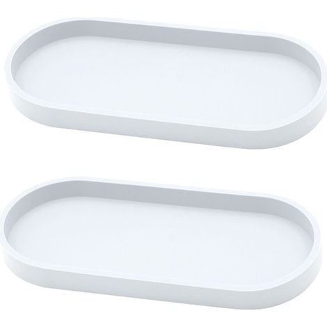 Plateau décoratif ovale, plateau de salle de bain, plateau de coiffeuse, 25112 cm (blanc, 2 pièces) (1/5)