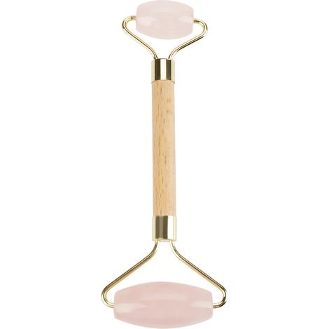 Rouleau de Massage Visage Amincissant en Quartz Rose et Jade Naturel à Double Embout (02) (1/5)