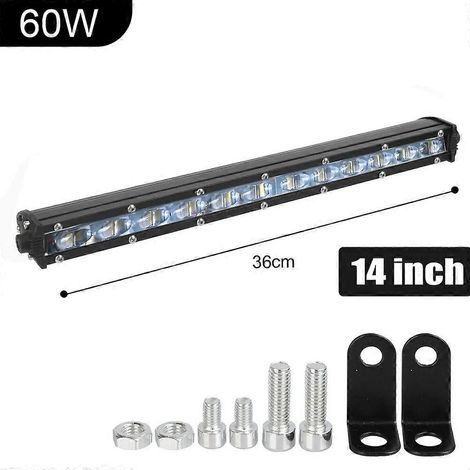 Phare antibrouillard de conduite 20 pouces 12V 24V 6D ultra mince pour moto, tout-terrain, 4x4, SUV, quad, tracteur, camion, barre LED, barre de travail LED 14 pouces 60W (1/5)